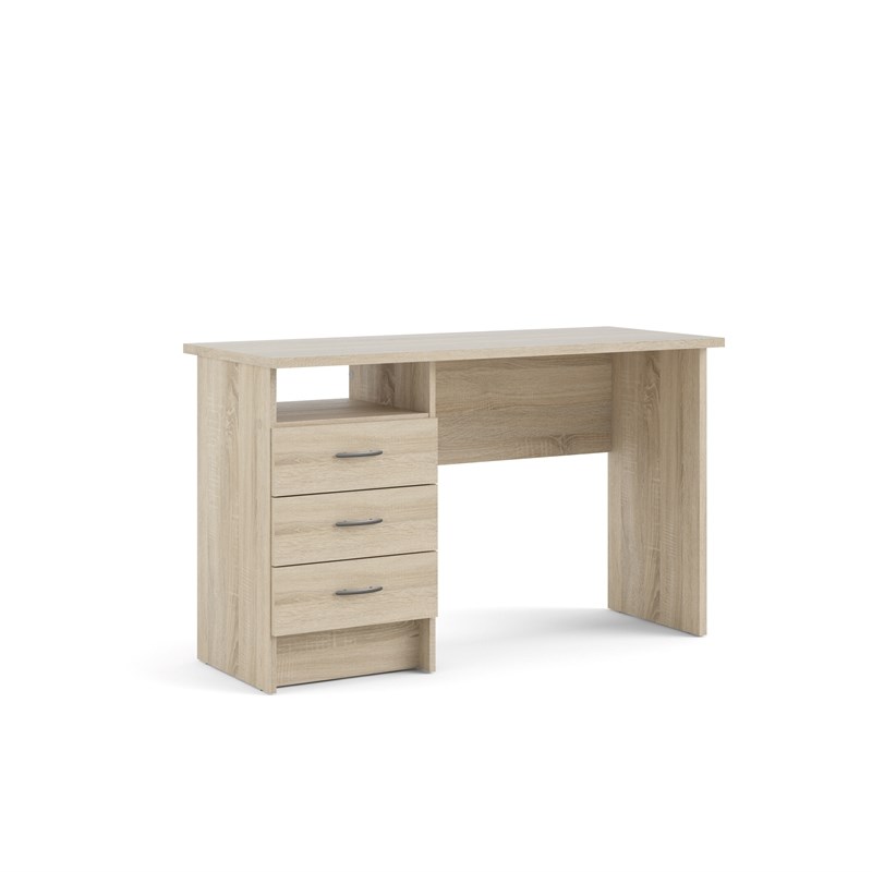 Pemberly Row Contemporary Desk with 3 Drawers in Oak Structure