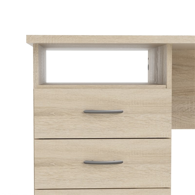 Pemberly Row Contemporary Desk with 3 Drawers in Oak Structure