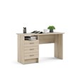 Pemberly Row Contemporary Desk with 3 Drawers in Oak Structure