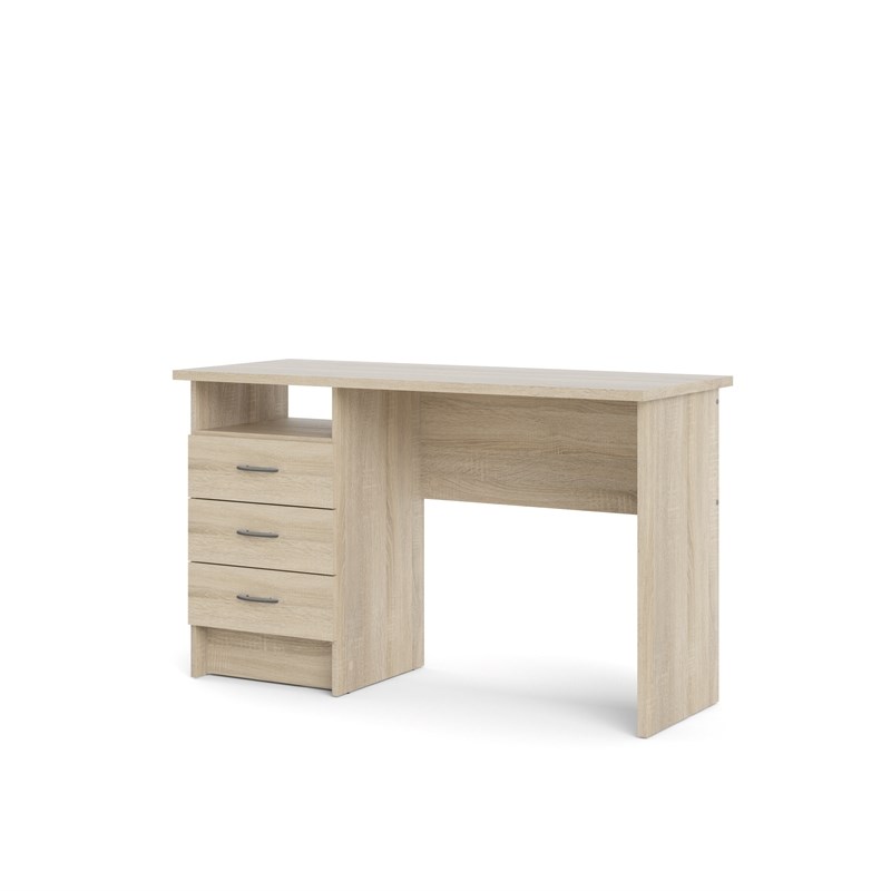 Pemberly Row Contemporary Desk with 3 Drawers in Oak Structure