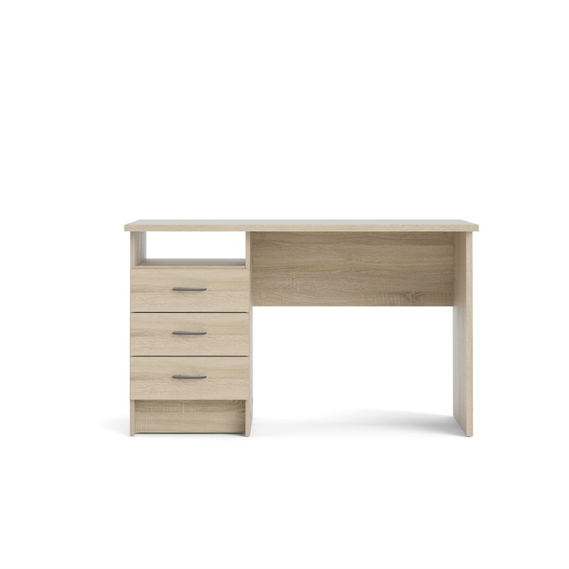 Pemberly Row Contemporary Desk with 3 Drawers in Oak Structure