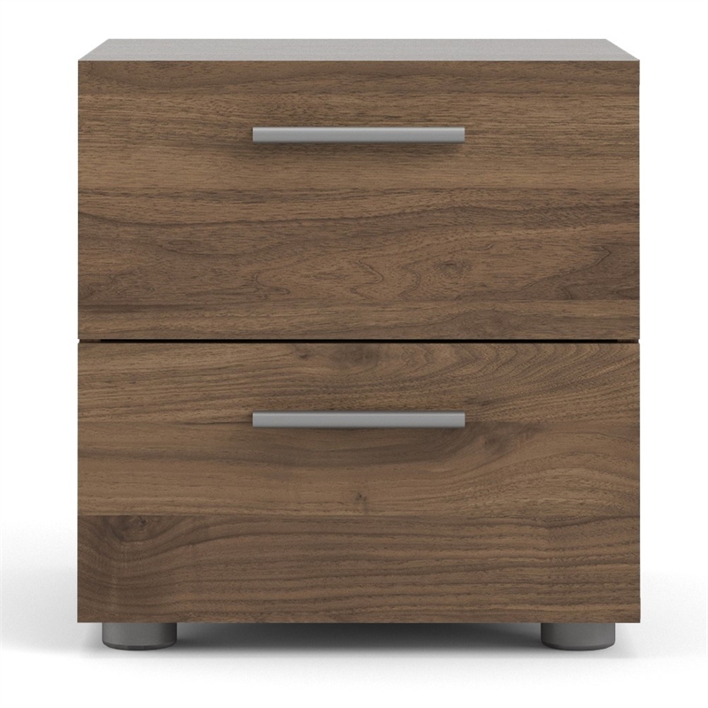 Pemberly Row Contemporary 2 Drawer Nightstand in Walnut