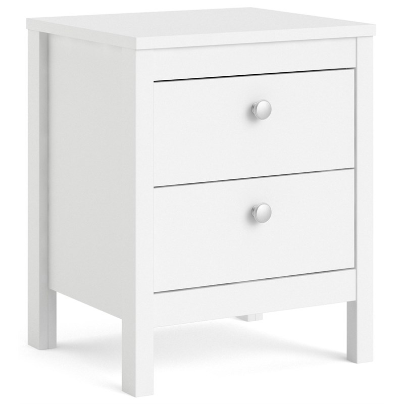 Pemberly Row Contemporary 2 Drawer Nightstand in White