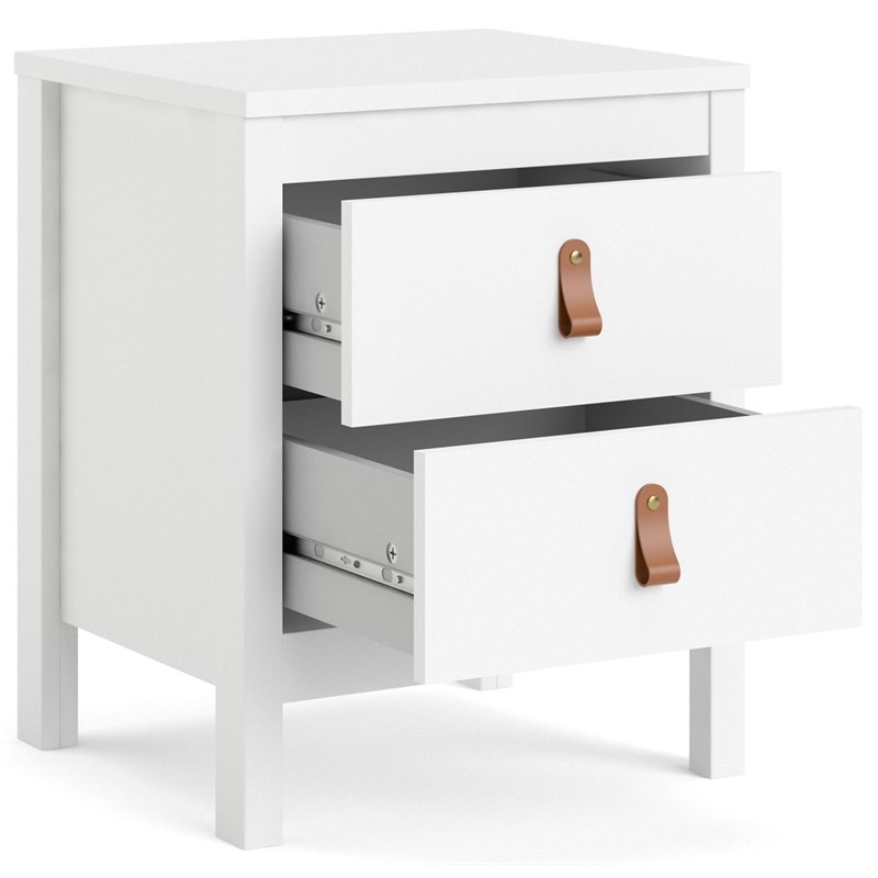 Pemberly Row Contemporary 2 Drawer Nightstand in White