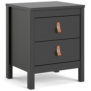 Pemberly Row Contemporary 2 Drawer Nightstand in Black Matte