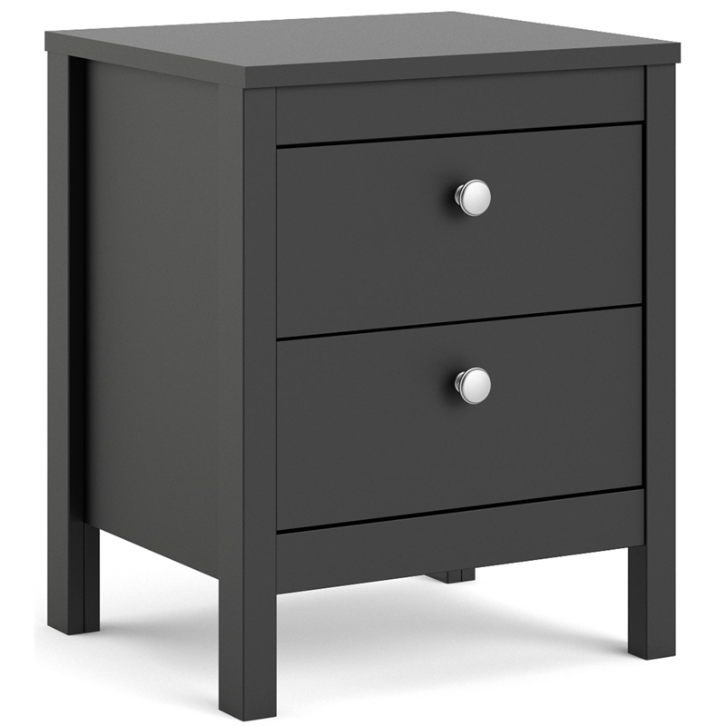 Pemberly Row Contemporary 2 Drawer Nightstand in Black Matte