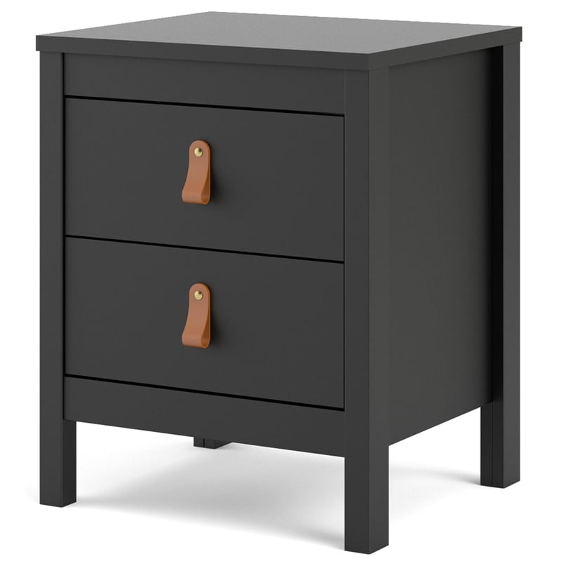 Pemberly Row Contemporary 2 Drawer Nightstand in Black Matte