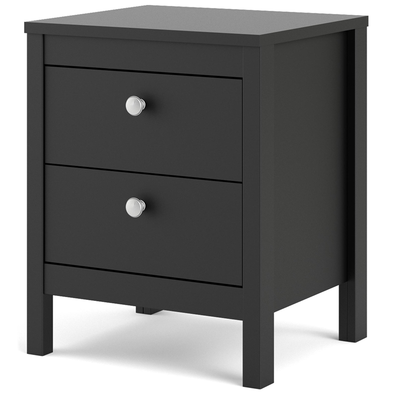 Pemberly Row Contemporary 2 Drawer Nightstand in Black Matte