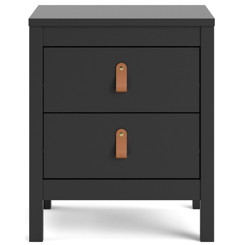 Pemberly Row Contemporary 2 Drawer Nightstand in Black Matte