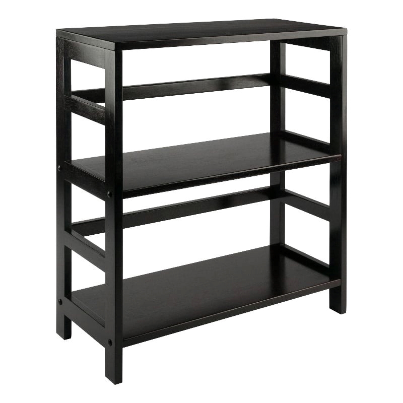 Pemberly Row 2-Tier Wide Solid Wood Storage Book Shelf in Espresso