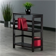 Pemberly Row 2-Tier Wide Solid Wood Storage Book Shelf in Espresso