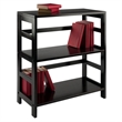 Pemberly Row 2-Tier Wide Solid Wood Storage Book Shelf in Espresso