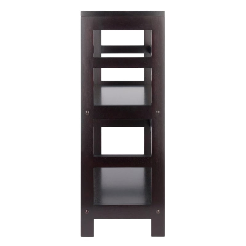 Pemberly Row 2-Tier Wide Solid Wood Storage Book Shelf in Espresso