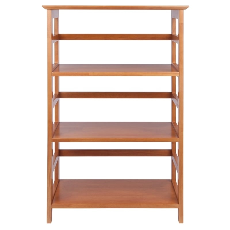 Pemberly Row 3-Tier Transitional Solid Wood Bookshelf in Honey Brown