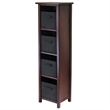 Pemberly Row 5-Tier Tall Solid Wood Storage Shelf with Baskets in Walnut