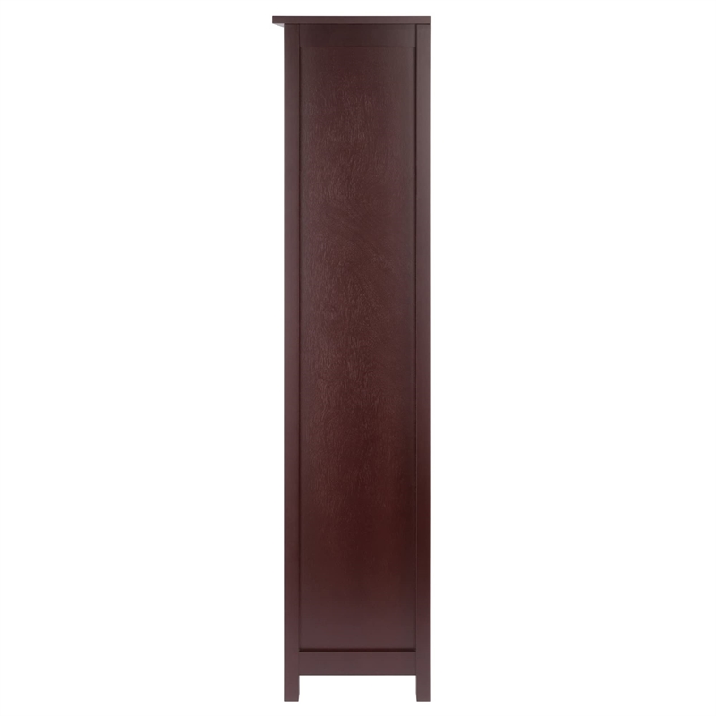 Pemberly Row 5-Tier Tall Solid Wood Storage Shelf with Baskets in Walnut