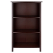 Pemberly Row 3-Tier Transitional Solid Wood Medium Storage Book Shelf in Walnut