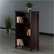 Pemberly Row 3-Tier Transitional Solid Wood Medium Storage Book Shelf in Walnut