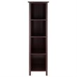 Pemberly Row 5-Tier Tall Solid Wood Storage Shelf with Baskets in Walnut/Beige