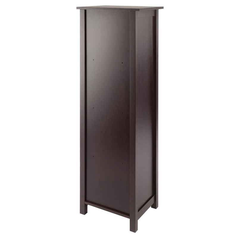 Pemberly Row 5-Tier Tall Solid Wood Storage Shelf with Baskets in Walnut/Beige