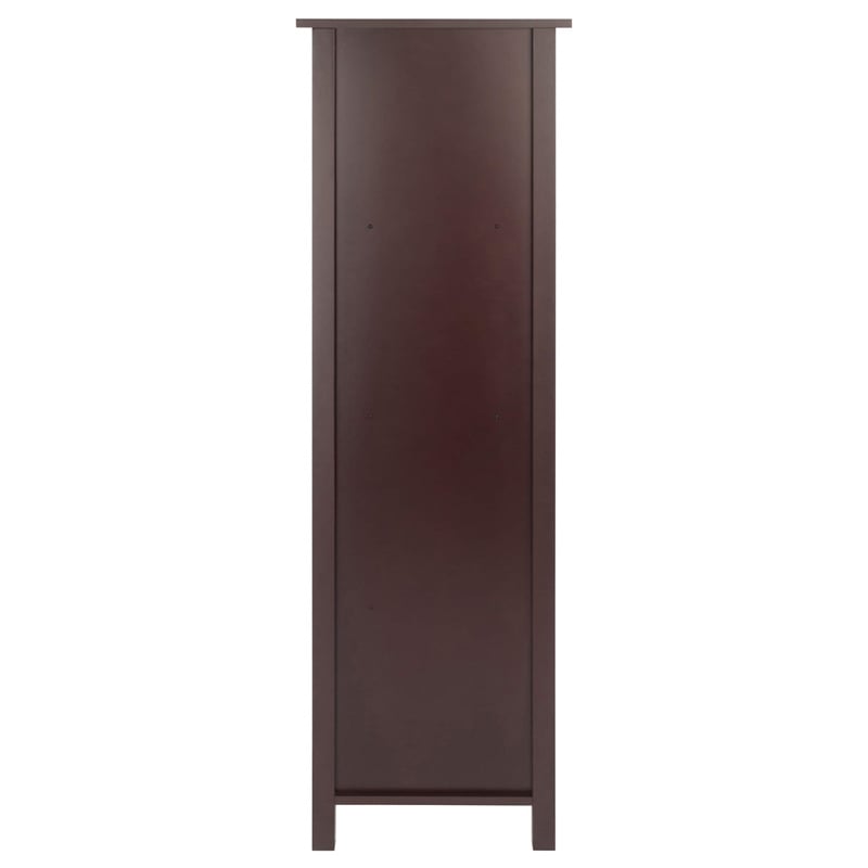 Pemberly Row 5-Tier Tall Solid Wood Storage Shelf with Baskets in Walnut/Beige