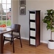 Pemberly Row 5-Tier Tall Solid Wood Storage Shelf with Baskets in Walnut/Beige