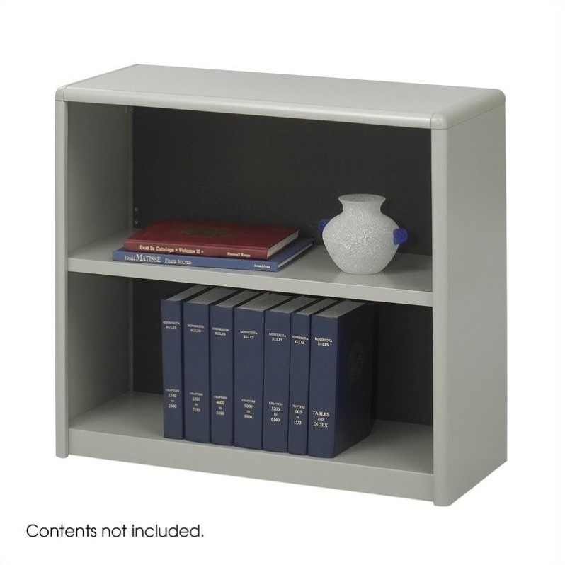 Pemberly Row 2-Shelf Grey Economy Steel Bookcase
