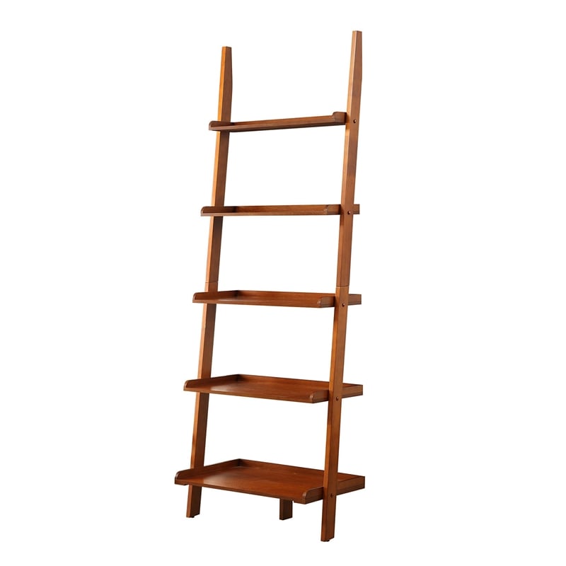Pemberly Row Ladder Bookshelf in Cherry Wood Finish