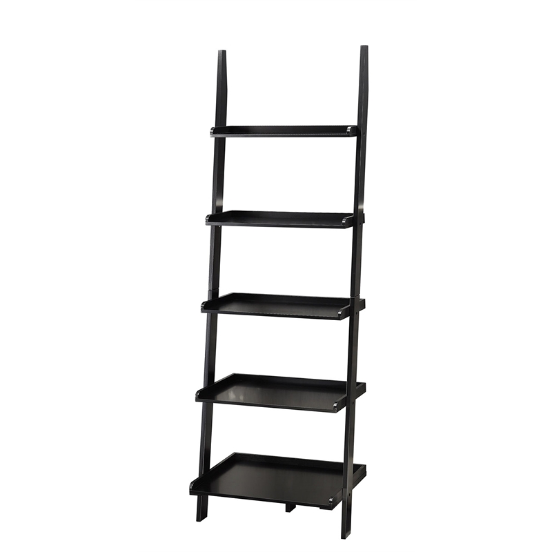 Pemberly Row Ladder Bookshelf in Black Wood Finish