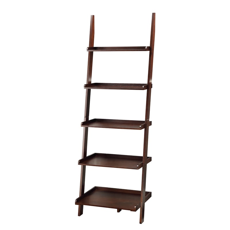 Pemberly Row Ladder Bookshelf in Espresso Wood Finish