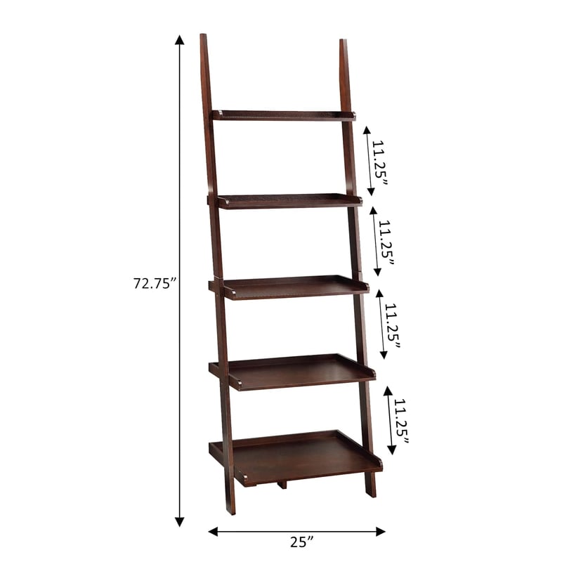 Pemberly Row Ladder Bookshelf in Espresso Wood Finish