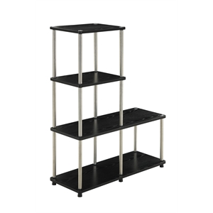 Pemberly Row Multi &quotL&quot Bookshelf in Black Wood Finish