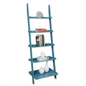 pemberly row bookshelf ladder in blue wood finish