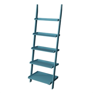 Pemberly Row Bookshelf Ladder in Blue Wood Finish