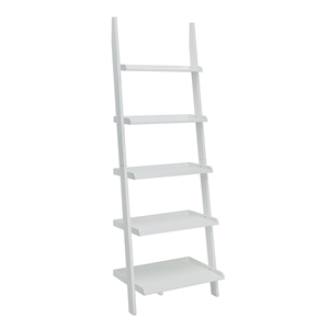 Pemberly Row Bookshelf Ladder in White Wood Finish