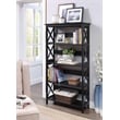 Pemberly Row 5-Shelf Bookcase in Glossy Black Wood Finish