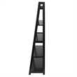 Pemberly Row 5-Tier A-Frame Transitional Solid Wood Book Shelf in Black