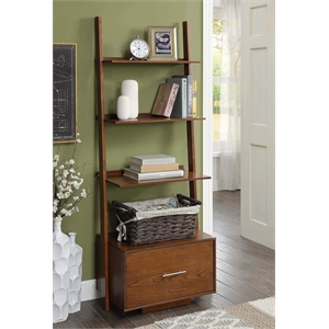 Pemberly Row Bookcase File Drawer in Black Wood Finish