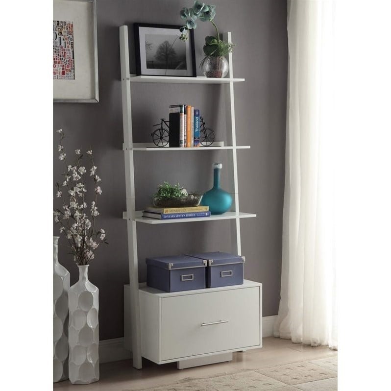 Pemberly Row Bookcase File Drawer in White Wood Finish