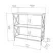 Pemberly Row Three Tier Bookcase in Black Metal and Cherry Wood Finish