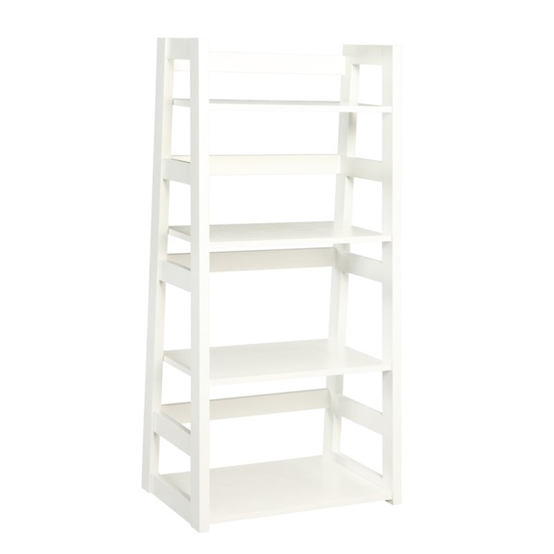 Pemberly Row Four Shelf Bookcase in White Wood Finish