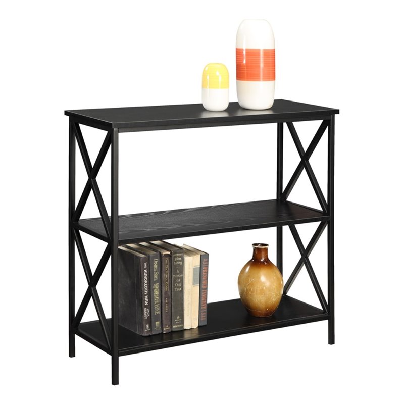 Pemberly Row 2 Shelf Bookcase in Black Wood Finish