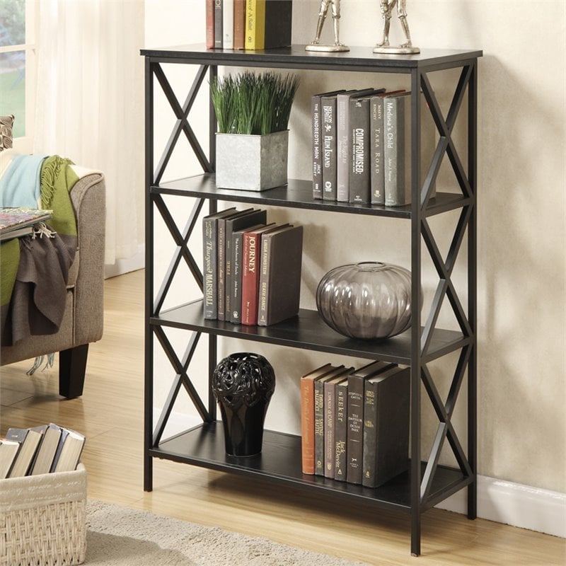 Pemberly Row 3 Shelf Bookcase in Black Wood Finish