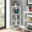 Pemberly Row Three-Shelf Corner Bookcase in White Wood Finish