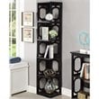Pemberly Row Five-Shelf Modern Wood Corner Bookshelf Bookcase in Black