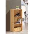 Pemberly Row Three Shelf Wooden Bookcase in Beige Finish