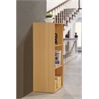 Pemberly Row Three Shelf Wooden Bookcase in Beige Finish