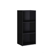 Pemberly Row Three Shelf Wooden Bookcase in Black Finish