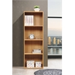 Pemberly Row Four Shelf Multi-Purpose Wooden Bookcase in Beige Finish
