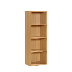 pemberly row four shelf multi-purpose wooden bookcase